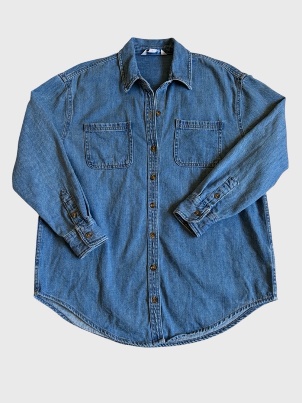 Old Navy Women's Oversized Boyfriend Utility-Pocket Jean Shirt Sz S Medium Wash - Picture 12 of 16